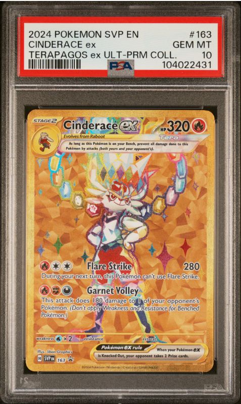 2024 Pokemon SVP EN #163 Cinderace Ex PSA 10