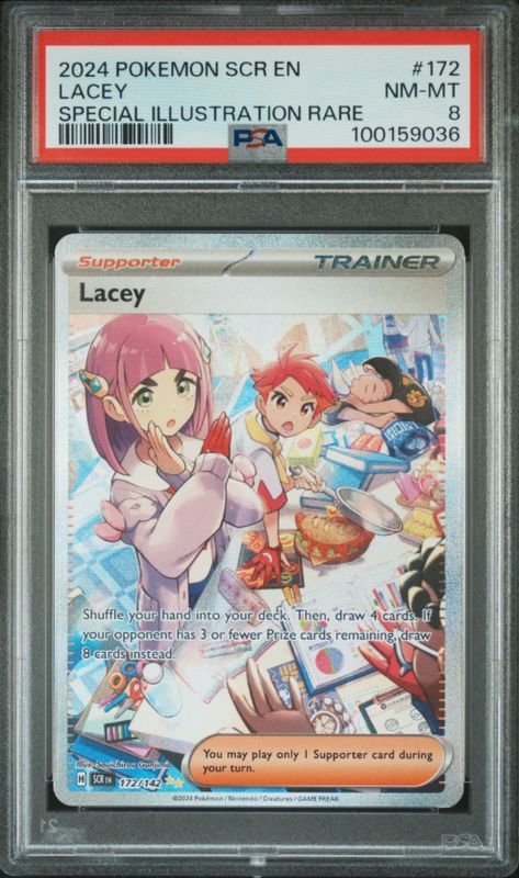 2024 Pokemon SCR EN #172 Lacey SIR PSA 8