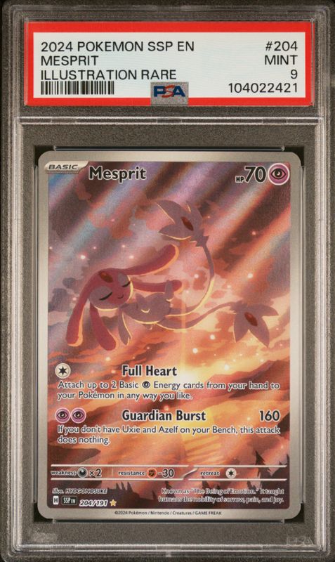 2024 Pokemon SSP EN #204 Mesprit IR PSA 9
