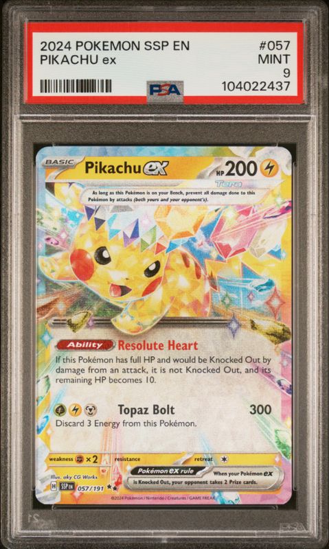 2024 Pokemon SSP EN #057 Pikachu Ex PSA 9
