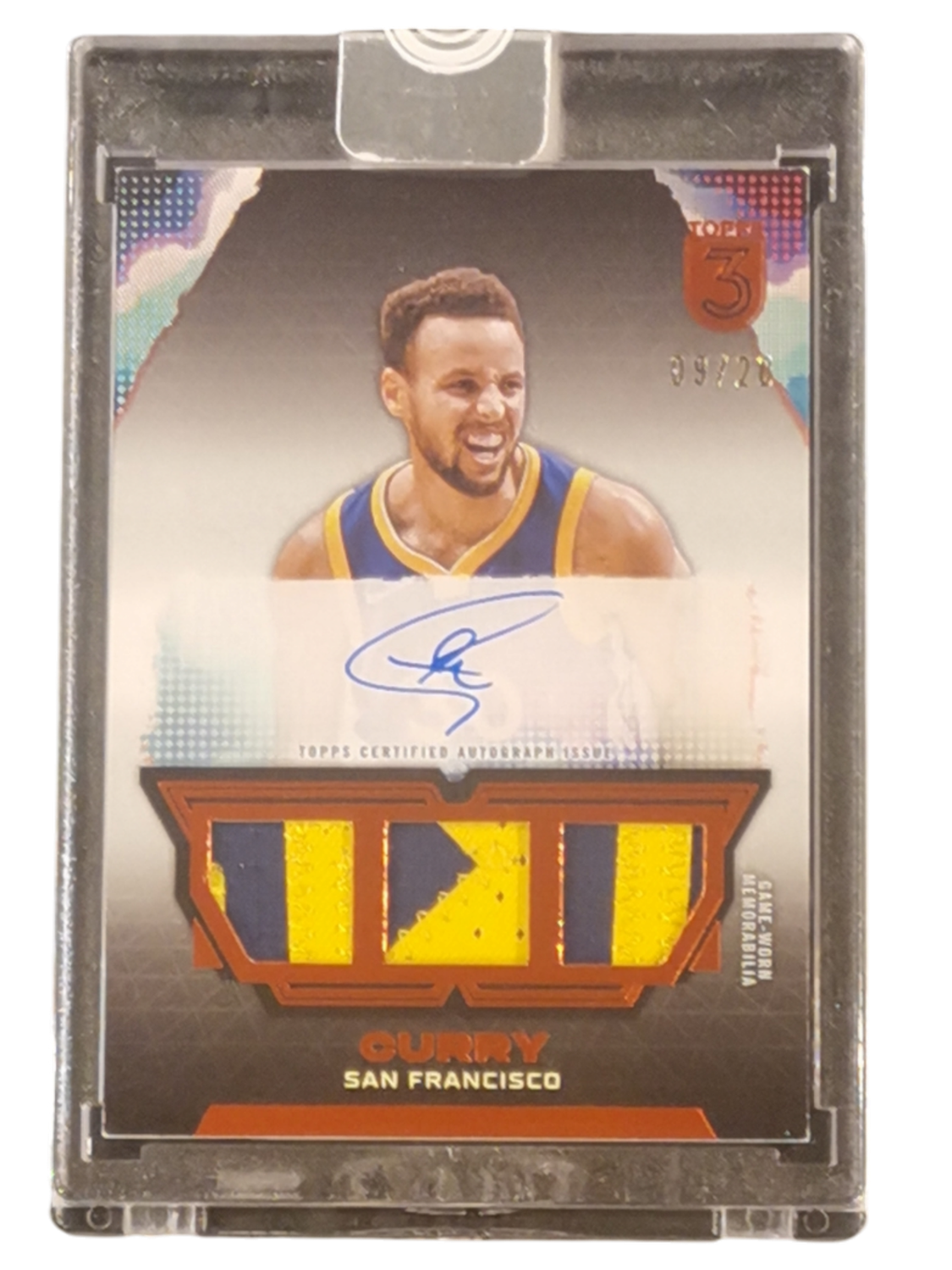 2024 Topps 3 Basketball Stephen Curry Triple Relic Autograph Card #TRA-ST 09/20