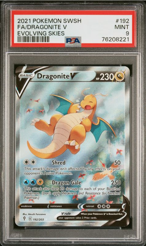 Pokemon 2021 SWSH FA/Dragonite V Evolving Skies #192 PSA 9