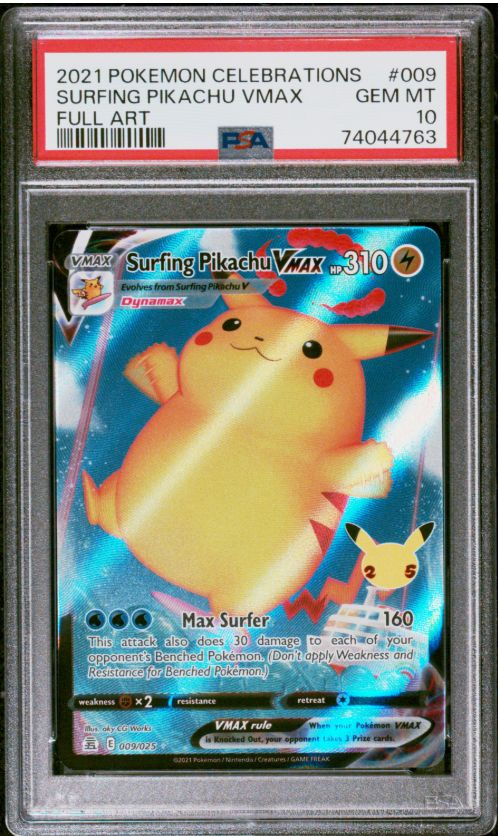 2021 Pokemon Celebrations Surfing Pikachu VMax Full Art #009 PSA 10