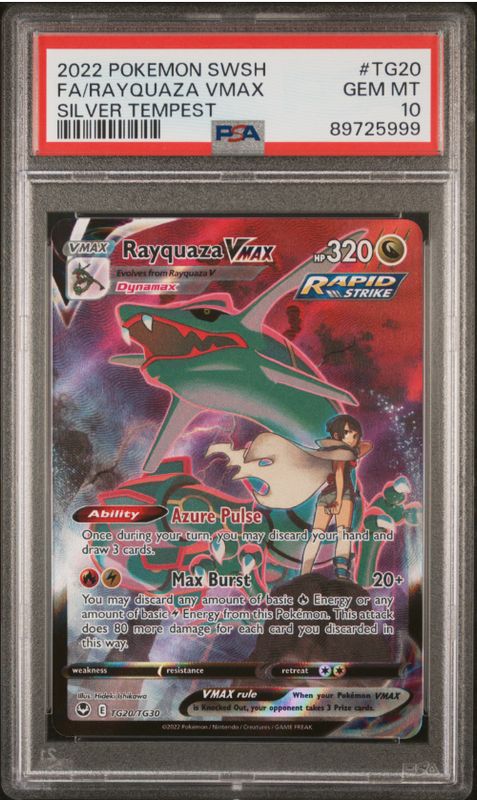 2022 Pokemon SWSH FA/Rayquaza Vmax Silver Tempest #TG20 PSA 10