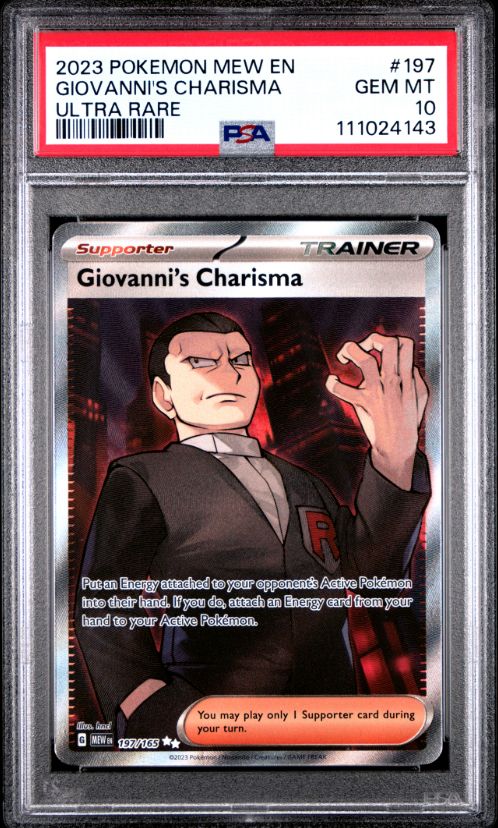 2023 Pokemon Mew En Giovanni&#39;s Charisma Ultra Rare #197 PSA 10
