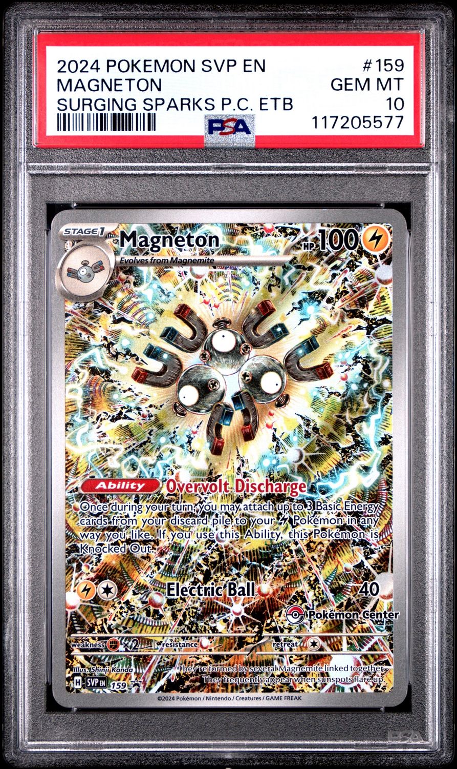 Pokemon 2024 SVP En Magneton Surging Sparks P.C. ETB #159 PSA 10