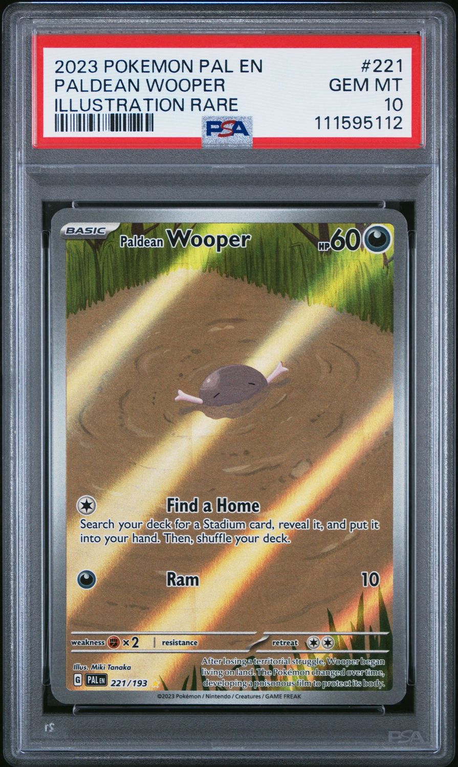 2023 Pokemon Pal En Paldean Wooper Illustration Rare #221 PSA 10