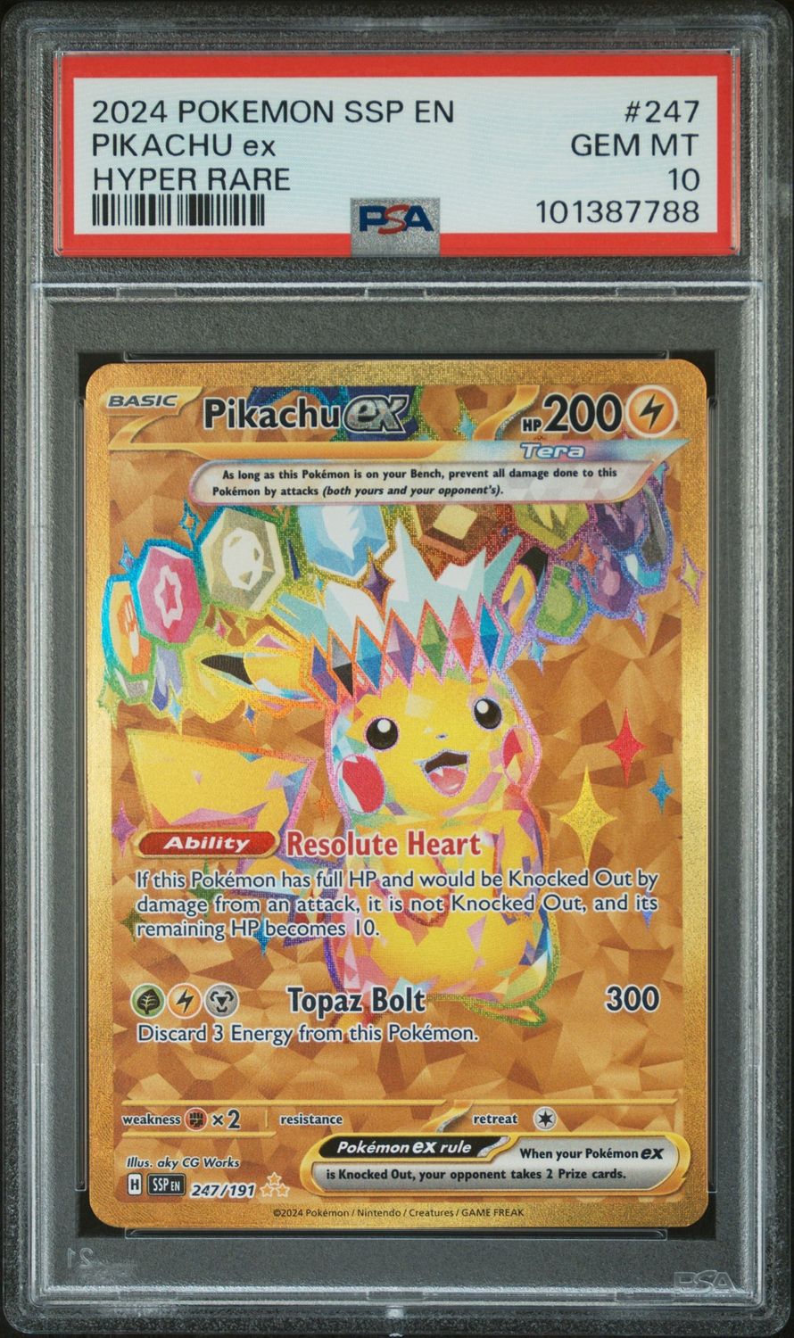 2024 Pokemon SSP En Pikachu ex Hyper Rare #247 PSA 10