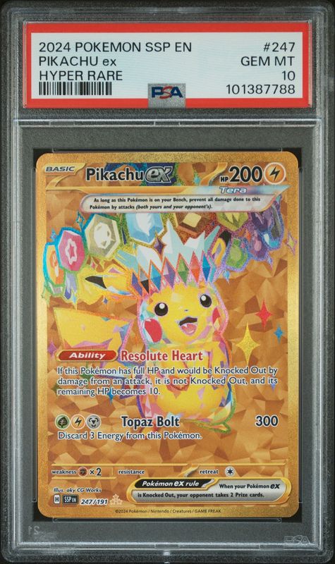 2024 Pokemon SSP En Pikachu ex Hyper Rare #247 PSA 10