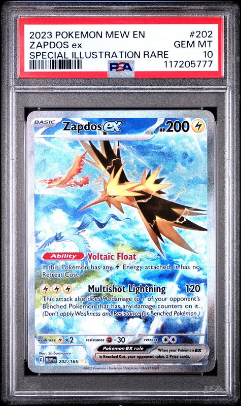 Pokemon 2023  Mew En Zapdos ex Special Illustration Rare #202 PSA 10