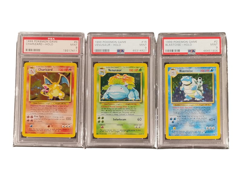 1999 Pokemon Game Charizard/Venusaur/Blastoise PSA 9 Set