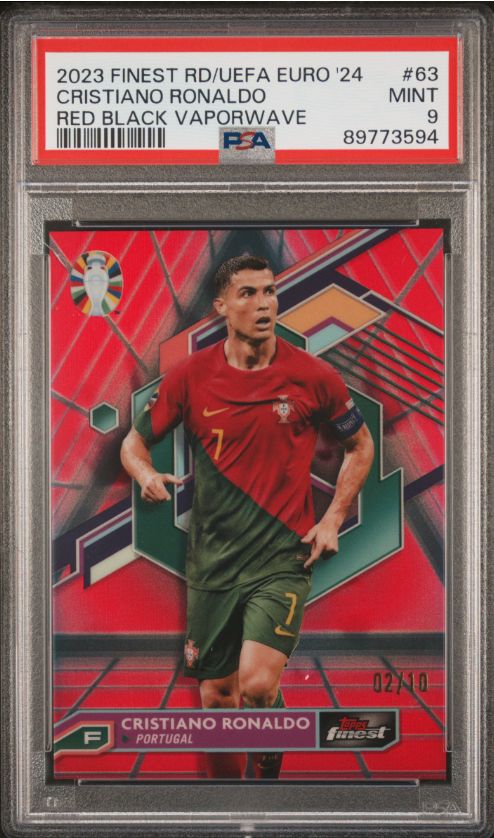 2023 Finest RD/UEFA Euro &#39;24 Cristiano Romanaldo Red Black Vaporwave #63 PSA 9