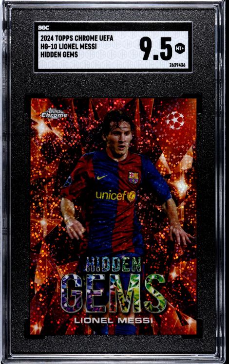 2024 Topps Chrome UEFA HG-10 Lionel Messi Hidden Gems SGC 9.5