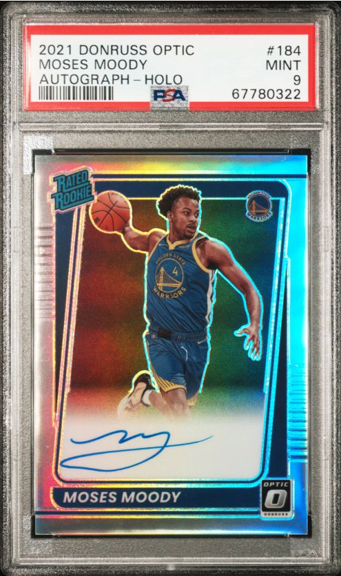 2021 Donruss Optic Moses Moody Autograph-Holo #184 PSA 9