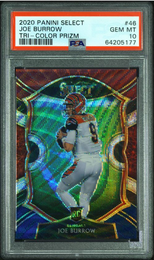 2020 Panini Select Joe Burrow Tri-Color Prizm #46 PSA 10