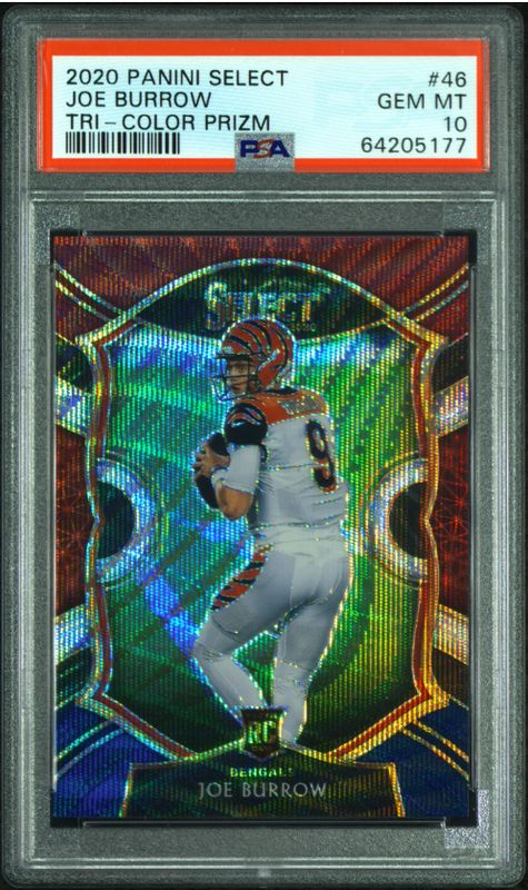 2020 Panini Select Joe Burrow Tri-Color Prizm #46 PSA 10