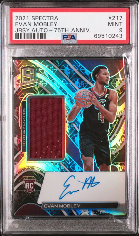 2021 Spectra Evan Mobley Jrsy. Auto - 75th Anniv. #217 PSA 9
