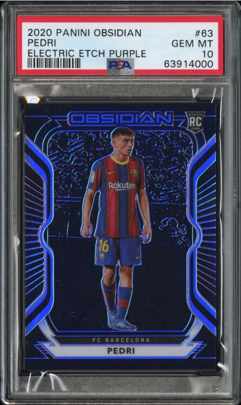 2020 Panini Obsidian Pedri Electric Etch Purple #63 PSA 10
