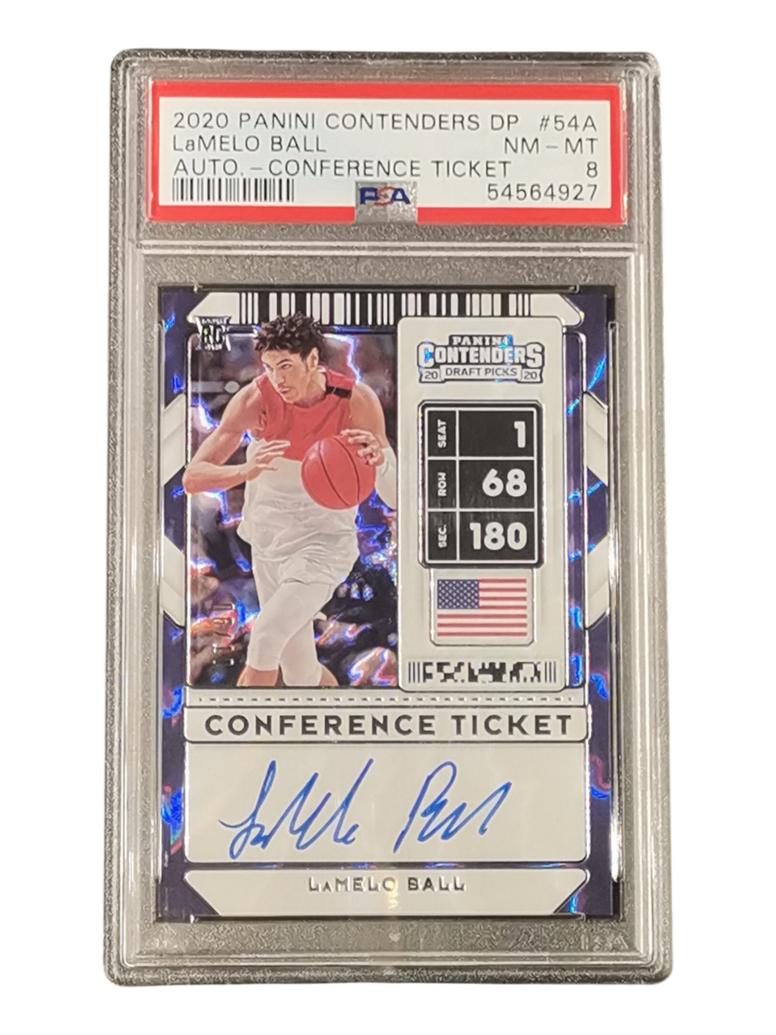 2020 Panini Contenders DP Lamelo Ball Auto - Conference Ticket #54A PSA 8