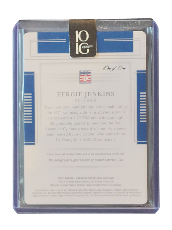 2020 Panini National Treasures Fergie Jenkins Auto #S-FJ One of One