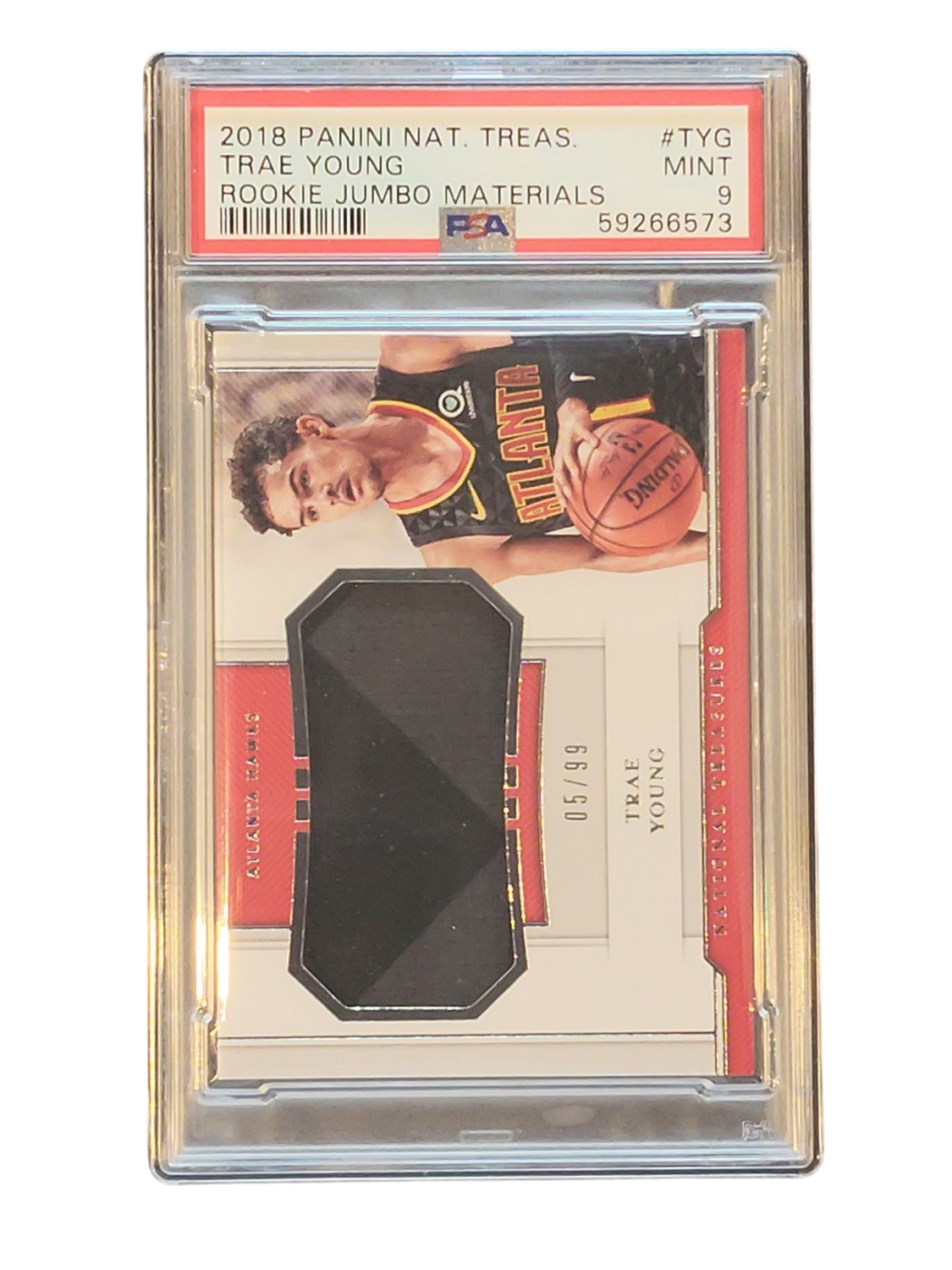 2018 Panini Nat.Teas. Trae Young Rookie Jumbo Materials #TYG PSA 9