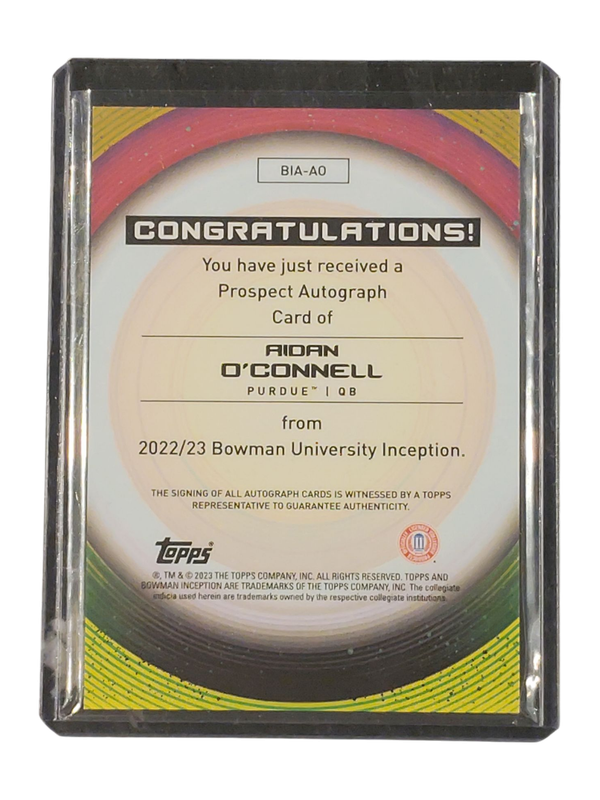 2022/23 Topps Bowman University Inception Aidan O'Connell Auto #BIA-AO 1/50