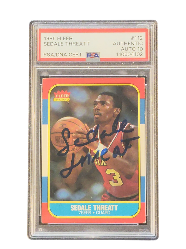 1986 Fleer Sedale Threatt PSA/DNA Cert #112 Auto 10