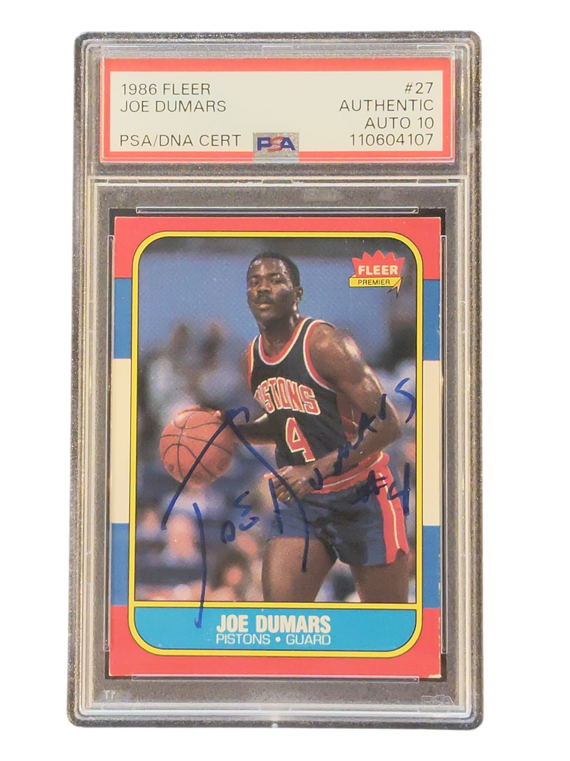 1986 Fleer Joe Dumars PSA/DNA Cert #27 Auto 10