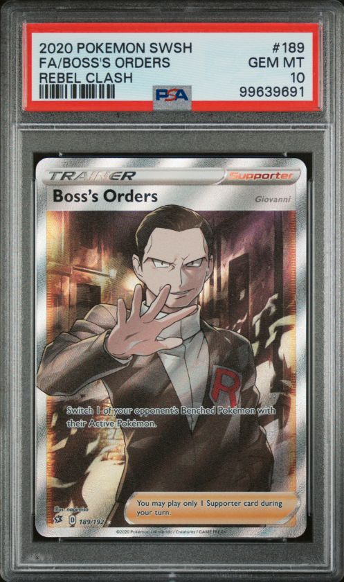 2020 Pokemon SWSH FA/Boss&#39;s Orders Rebel Clash #189 PSA 10