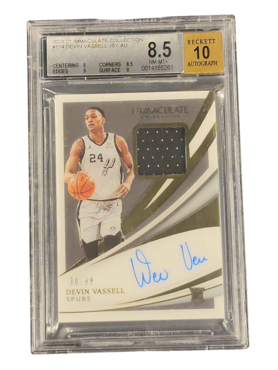 2020-21 Immaculate Collection #114 Devin Vassell Jsy Au Auto 10
