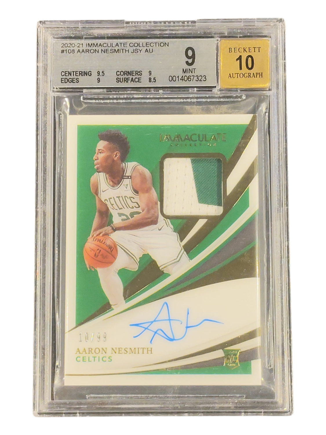 2020-21 Immaculate Collection #108 Aaron Nesmith JSY AU Auto 10