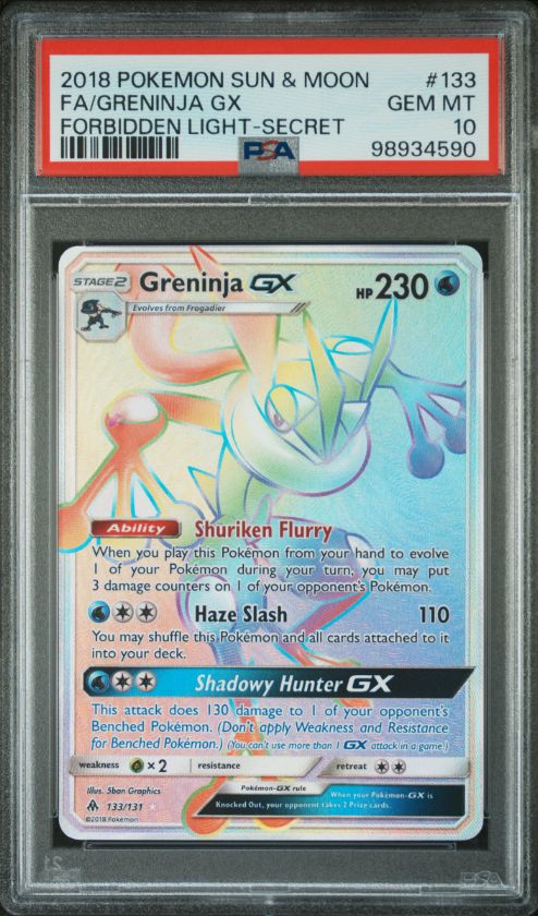 2018 Pokemon Sun &amp; Moon FA/Greninja GX Forbidden Light - Secret #133 PSA 10