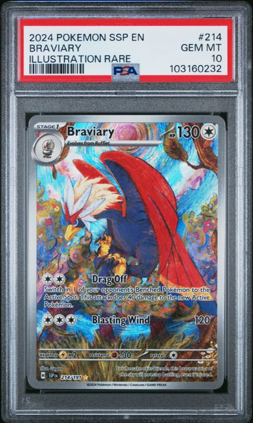 2024 Pokemon SSP En Braviary Illustration Rare #214 PSA 10