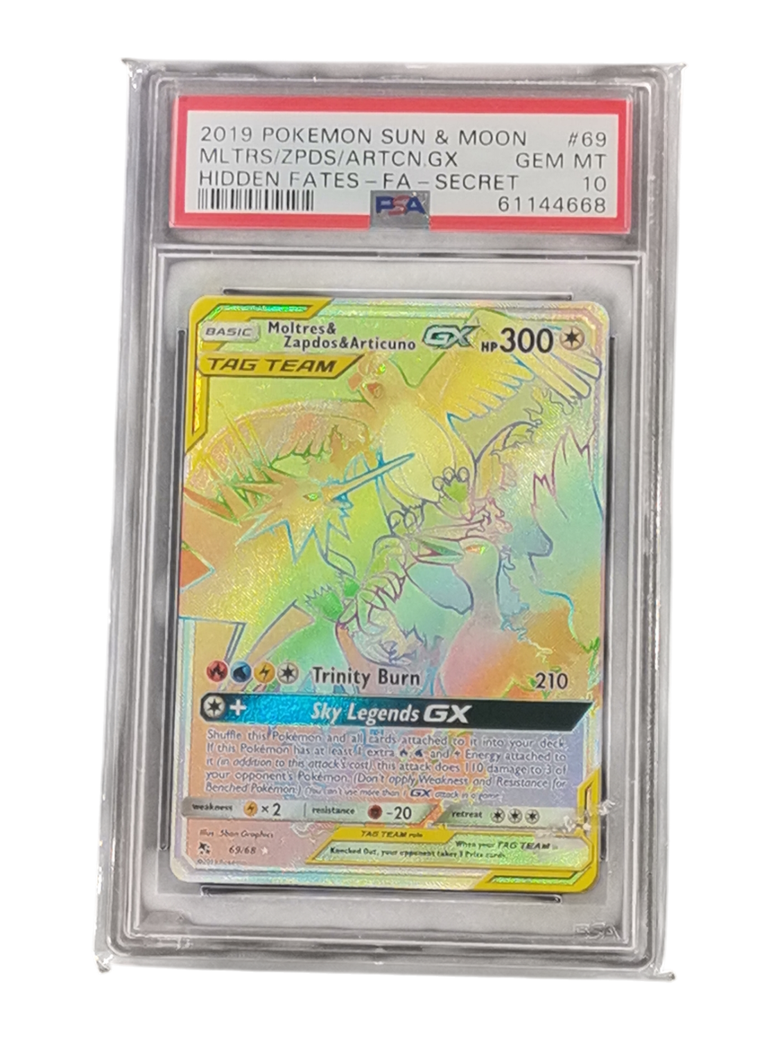 2019 Pokemon Sun &amp; Moon Mltrs/ Zpds/Artcn.GX Hidden Fates - FA-Secret #69 PSA 10