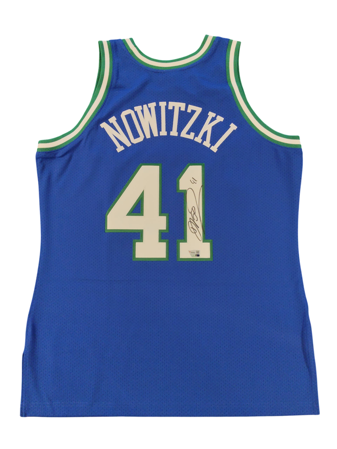 Dirk Nowitzki Dallas Mavericks Signed M&amp;N Blue and Green 1998 Authentic Jersey
