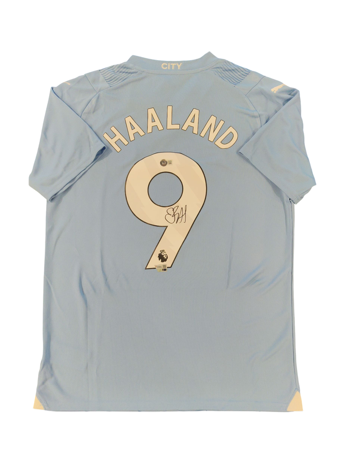 Erling Haaland Manchester City Signed 2023-24 Light Blue Puma Jersey