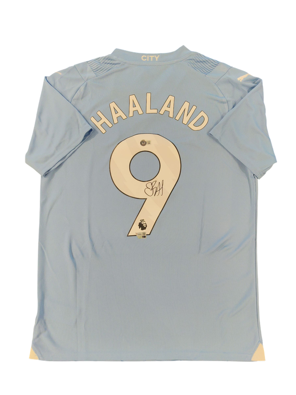 Erling Haaland Manchester City Signed 2023-24 Light Blue Puma Jersey