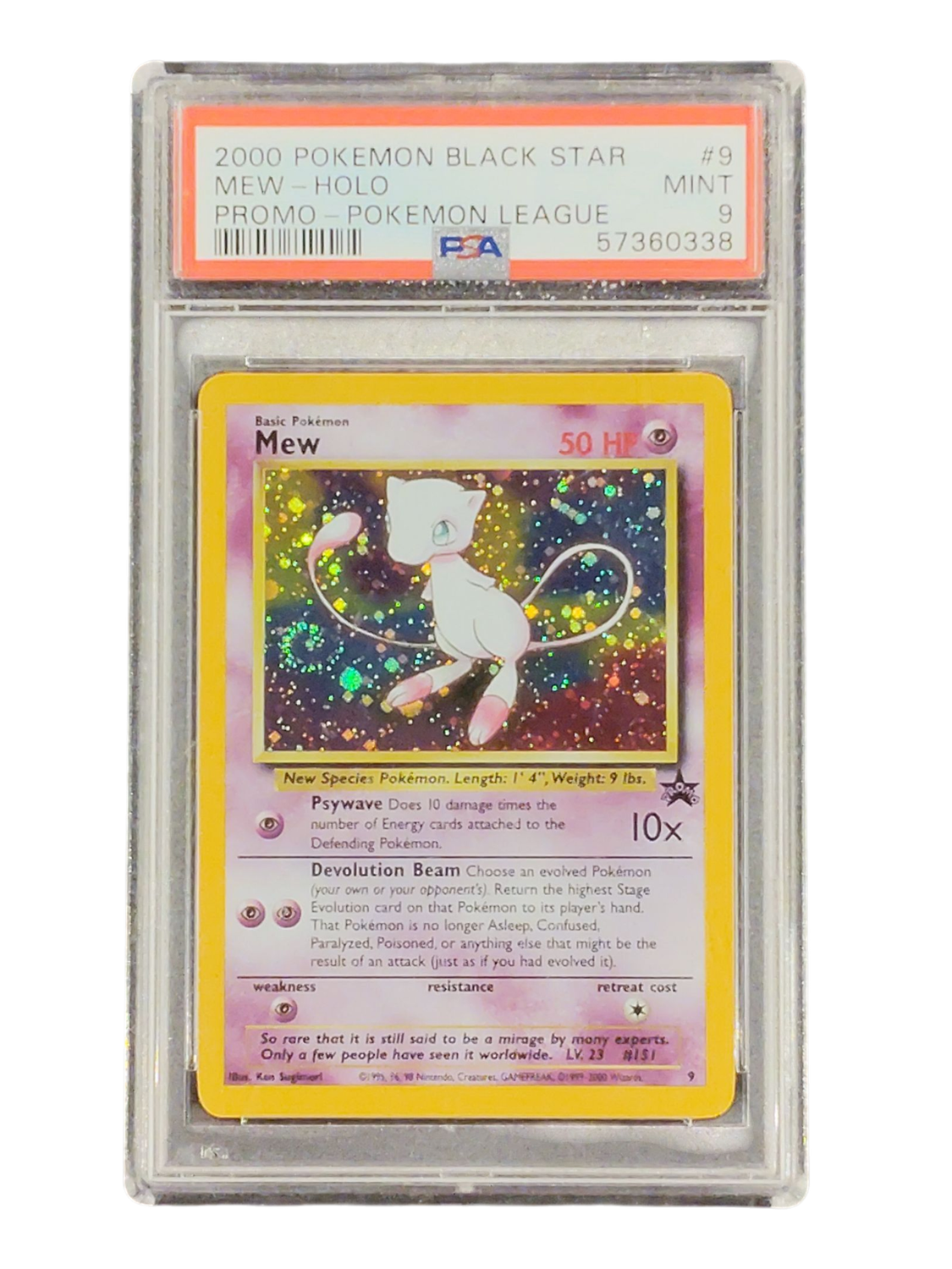 2000 Pokemon Black Star Mew- Holo Promo - Pokemon League #9 PSA 9