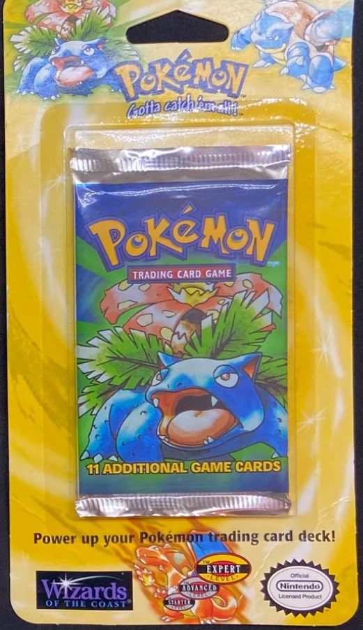 Pokemon Base Set Blister, Material: Pokemon Base Set Unlimited Sealed Blister Booster Pack Venusaur Art