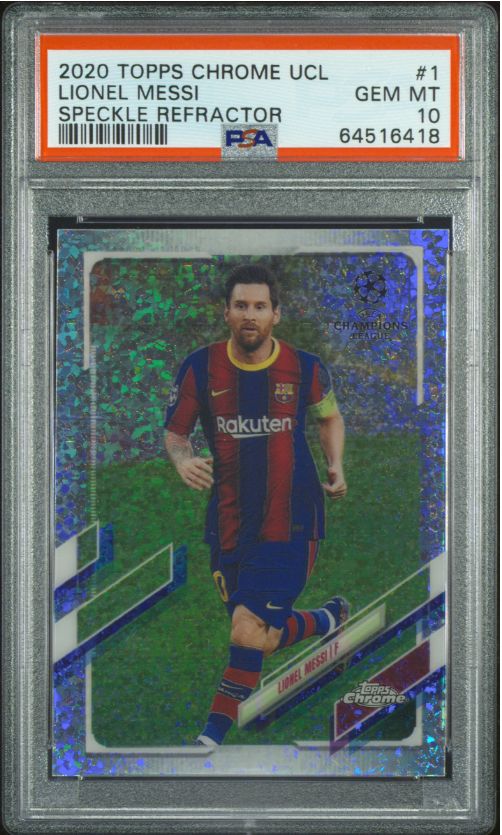 2020 Topps Chrome UCL Lionel Messi Speckle Refractor #1 PSA 10