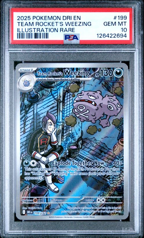 2025 Pokemon Dri En Team Rocket&#39;s Weezing Illustration Rare #199 PSA 10