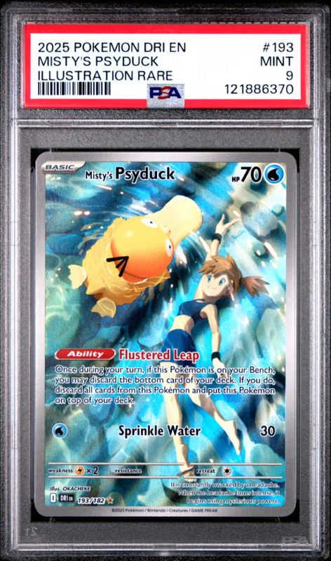 2025 Pokemon Dri EN Misty&#39;s Psyduck Illustation Rare #193 PSA 9