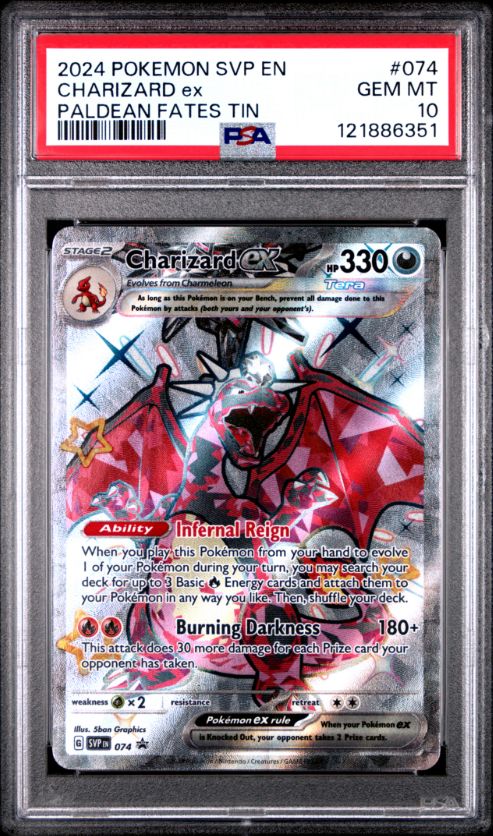 2024 Pokemon SVP En Charizard ex Paldean Fates Tin #074 PSA 10