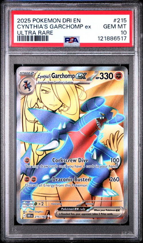 2025 Pokemon Dri En Cynthia&#39;s Garchomp ex Special Illustration Rare #215 PSA 10
