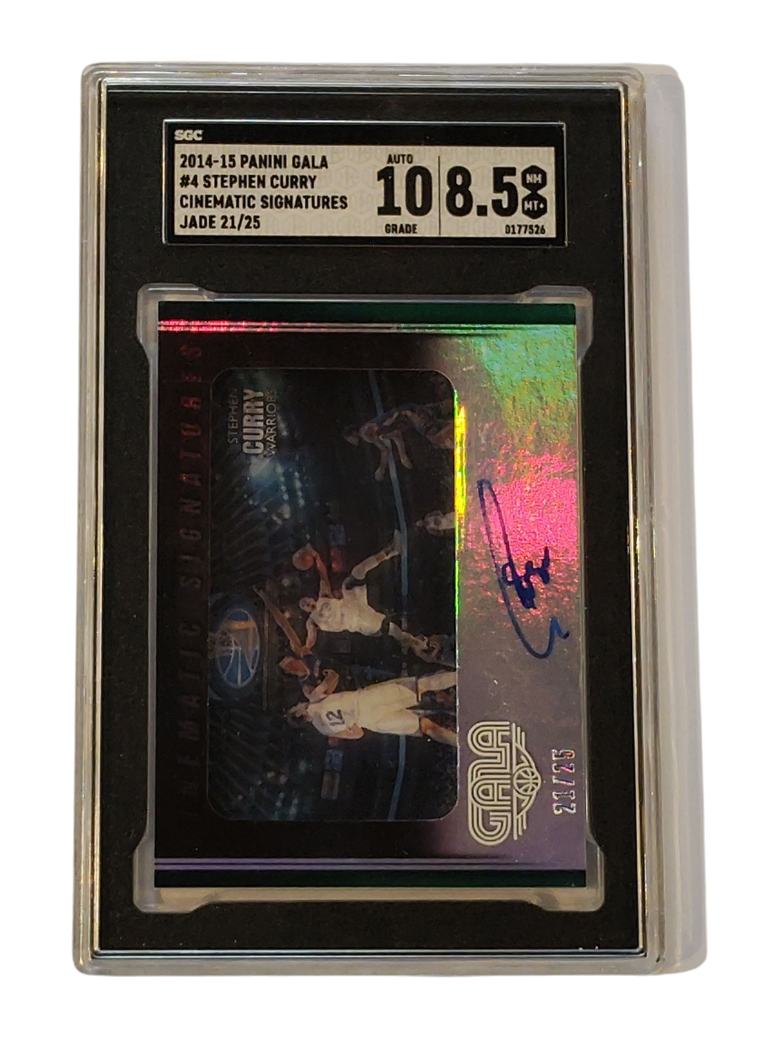 2014-15 Panini Gala #4 Stephen Curry Cinematic Signatures Jade 21/25 Auto 10 SGC 8.5
