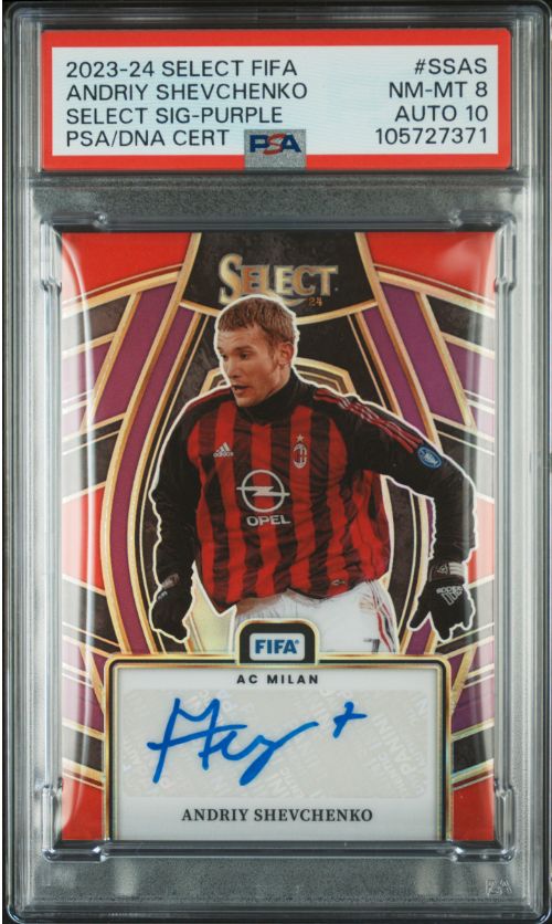 2023-24 Select Fifa Andriy Shevchenko Select Sig-Purple PSA/DNA Cert #SSAS PSA 8