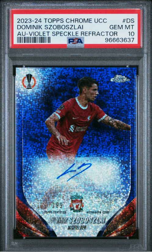 2023-24 Topps Chrome UCC Dominik Szoboszlai AU-Violet Speckle Refractor #DS PSA 10