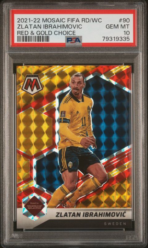 2021-22 Mosaic FIFA RD/WC Zlatan Ibrahimovic Red &amp; Gold Choice #90 PSA 10