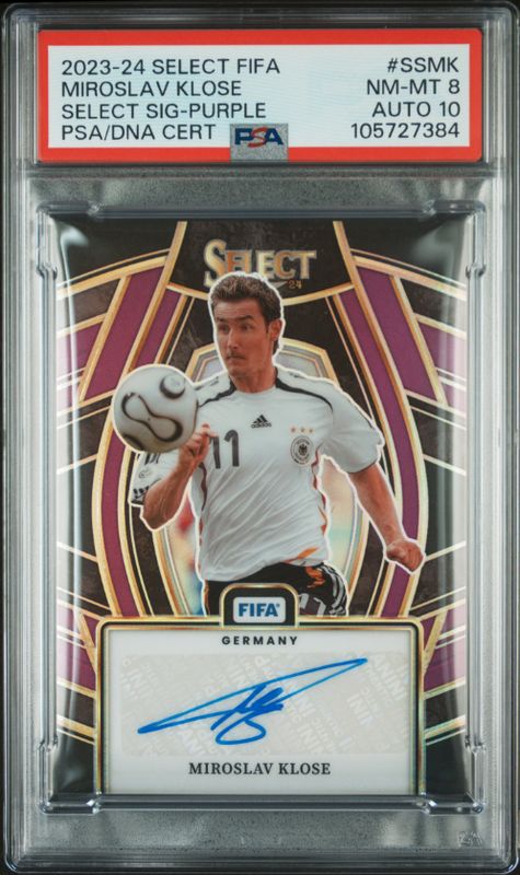 2023-24 Select Fifa Miroslav Klose Select Sig- Purple PSA/DNA Cert #SSMK PSA 8 Auto 10