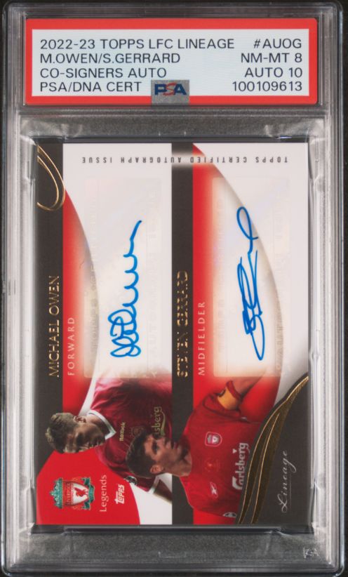 2022-23 Topps LFC Lineage M.Owen/S.Gerrard Co-Signers Auto PSA/DNA Cert #AUOG PSA 8 Auto 10